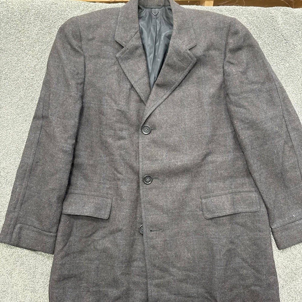 VTG Mens 40R Bruce Shelton Wool Over Coat Jacket Formal Car Made in USA Brown